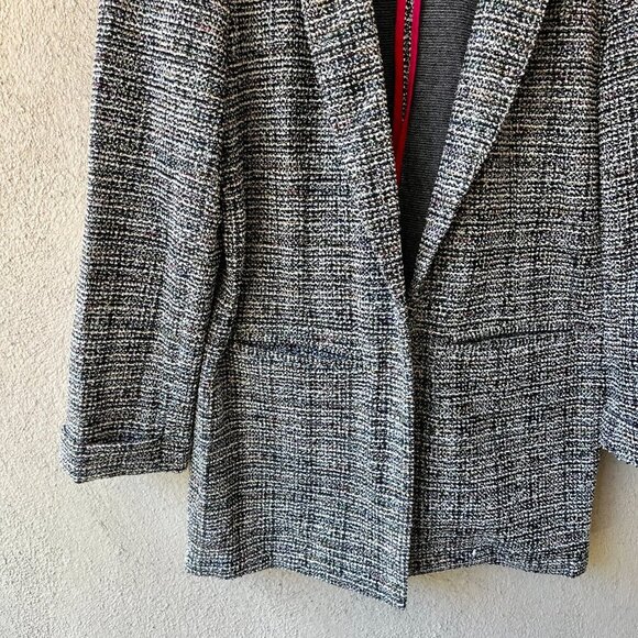 Nanette Lepore Boucle Black White Open Long Blazer Jacket Size S - Picture 3 of 4